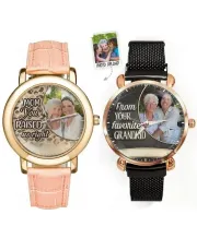 Her Photo in Floral Frame - Elegant Watch For Mom/Grandma/Wife Her Photo in Floral Frame - Elegant Watch For Mom/Grandma/Wife